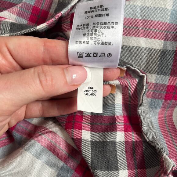 Eddie Bauer Red & Gray Plaid Button Up Flannel Shirt Size XL - Picture 4 of 6